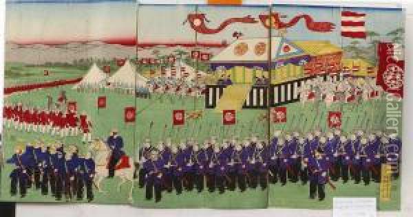 Militarparad Oil Painting - Utagawa Yoshitora