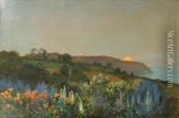 Sunset Over The Headland Oil Painting - Thomas E. Mostyn