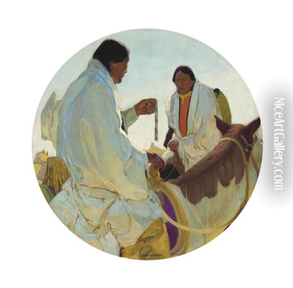 The Wampum Traders Oil Painting - Victor William Higgins