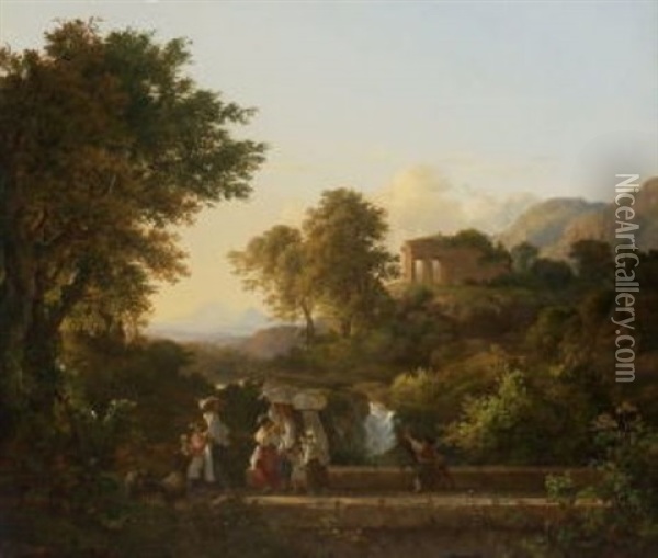 Italienische Landschaft Bei Abendsonne Oil Painting - Karoly Marko the Elder