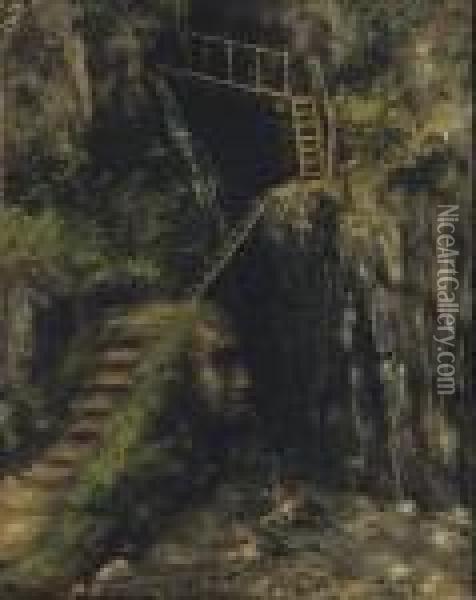 Les Gorges De Saillon Oil Painting - Gustave Courbet