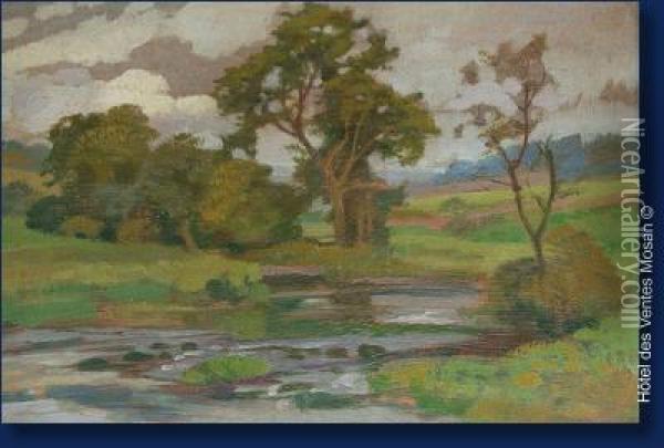 Paysage A Lariviere Oil Painting - Auguste Donnay