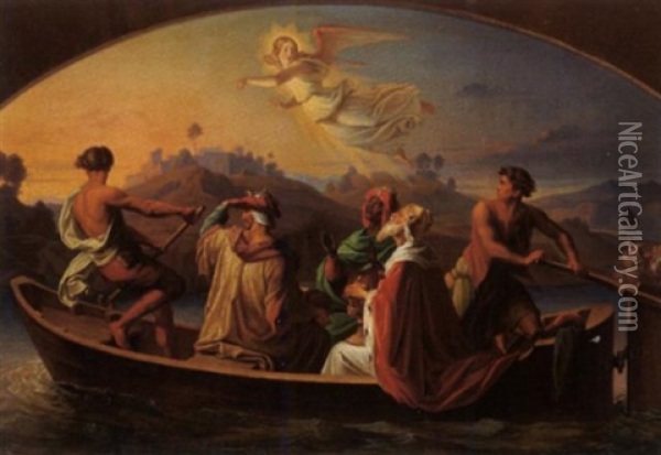 Die Uberfahrt Der Drei Heiligen Konige Oil Painting - Joseph Binder