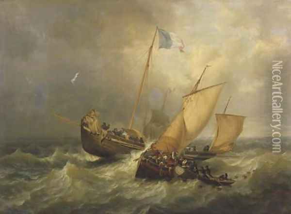 Une bataille sur Mer Oil Painting - Henri Le Hon