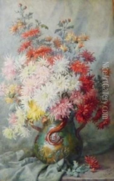  Bouquet De Fleurs Sur Entablement  Oil Painting - Antoinette Chavagnat