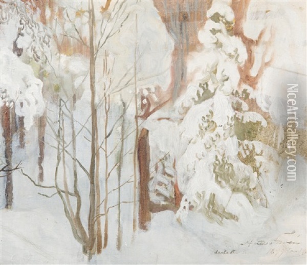 Winter Landscape Oil Painting - Antti Faven