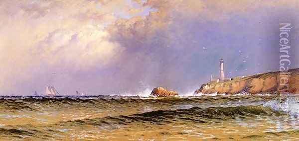 Coastal Scene with Lighthouse Oil Painting - Alfred Thompson Bricher