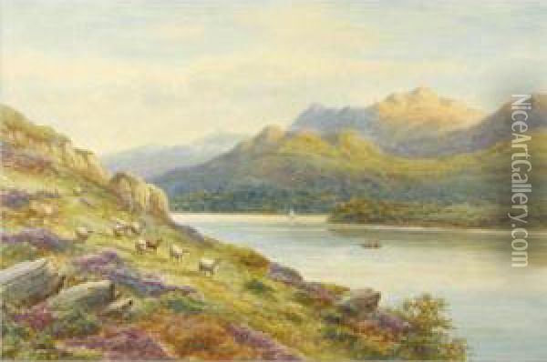 'near Ladore Derwentwater' And Cader Idris, North Wales': A Pair Oil Painting - Harold Lawes