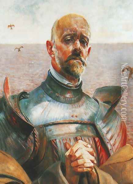 Self-Portrait in Armor 1914 Oil Painting - Jacek Malczewski