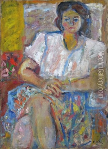 Femme Assise Oil Painting - Andre Blondel (Aleksander Blonder)