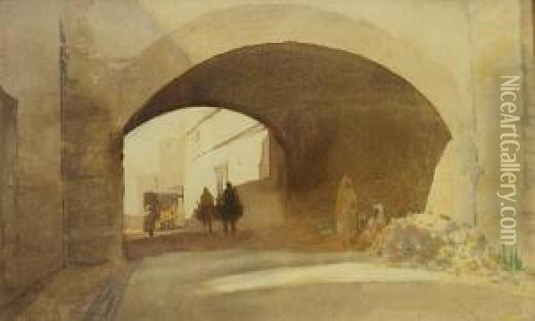 A Portuguese Archway Oil Painting - Robert Burns