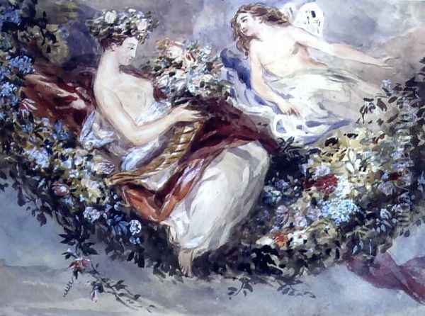 Flora and Zephyr Oil Painting - John James Chalon