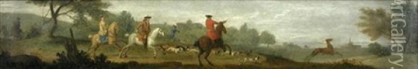 A Hunting Party In Pursuit Of A Stag Oil Painting - James Ross
