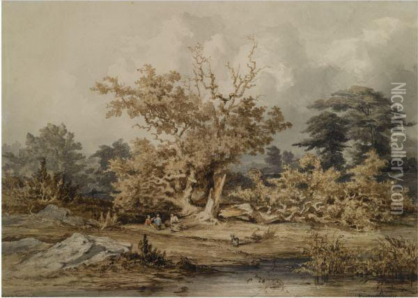 Falconry Near Fontainebleau Oil Painting - Martinus Antonius Kuytenbrouwer