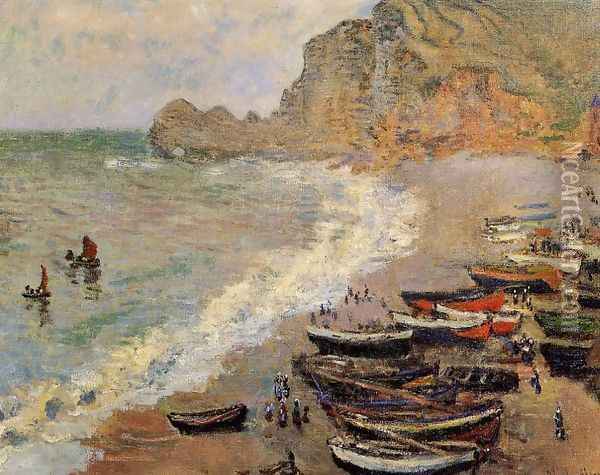 Beach At Etretat Oil Painting - Claude Oscar Monet