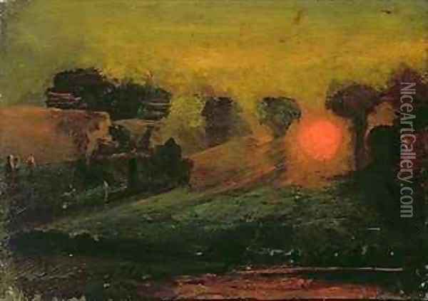 Sunset through Trees Oil Painting - Francis Danby