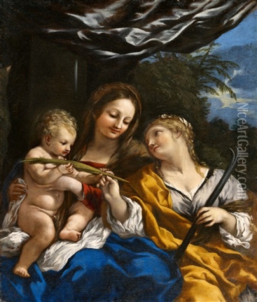Madonna Mit Kind Und Der Hl. Martina Oil Painting - Pietro da Cortona