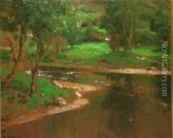 The River Bank Oil Painting - James Humbert Craig