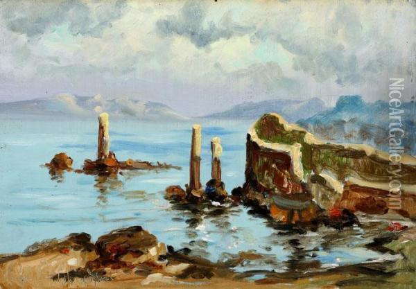 Ruins Near The Sea Oil Painting - Stelian Popescu Ghimpati