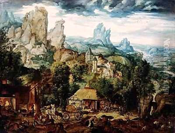 Landscape with Forge 3 Oil Painting - Herri met de Bles