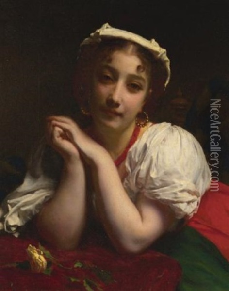 Young Italian Woman Oil Painting - Etienne Adolph Piot