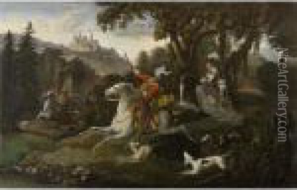 Scena Di Caccia Oil Painting - Nicolas Poussin