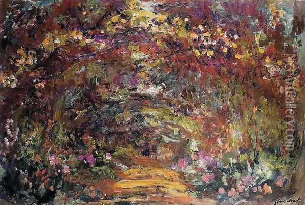 The Path Under The Rose Trellises Giverny Oil Painting - Claude Oscar Monet