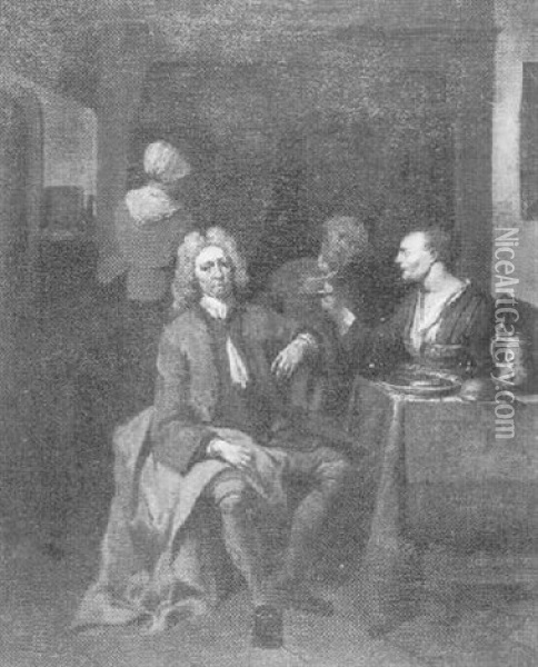 Three Men In A Tavern Oil Painting - Jan Baptist Lambrechts