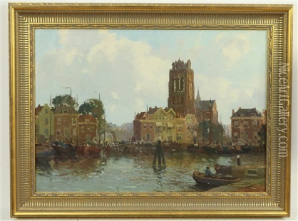 Stadsgezicht Dordrecht Oil Painting - Gerard Delfgaauw