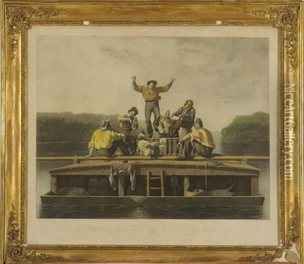 The Jolly Flat Boat Men Oil Painting - George Caleb Bingham
