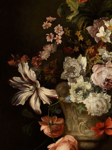 Vase Mit Blumen Oil Painting - Jean-Baptiste Monnoyer