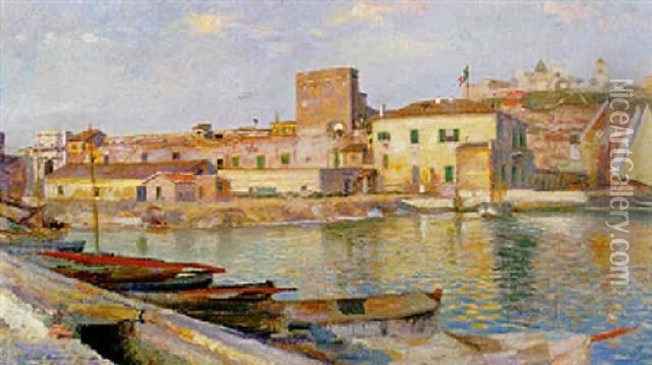 Il Ponto Di Ancona Oil Painting - Giuseppe Pennasilico