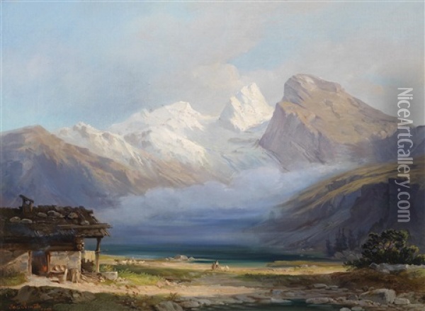 Gletscher Parthie - Motiv Aus Dem Oetzthal Oil Painting - Josef Arnold the Elder
