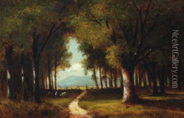 Wooded Pasture Near Conway, Nh Oil Painting - Benjamin Champney