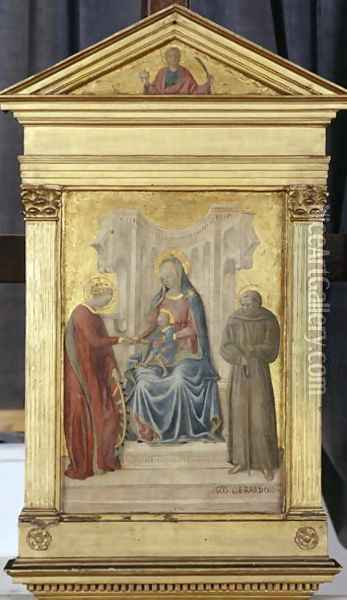 Enthroned Madonna with Child and Saints Gerhard and Katharina, c.1450 Oil Painting - Paolo di Stefano Badaloni Schiavo