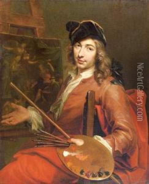 Autoportrait Du Peintre A La Palette Oil Painting - Zeger Jacob Van Helmont