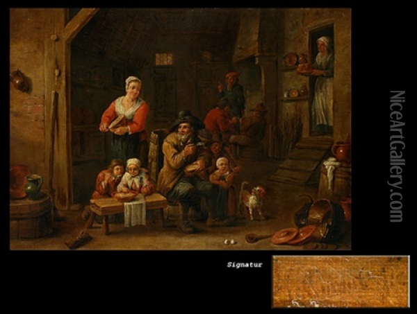 Interieur Mit Figuren Oil Painting - Matheus van Helmont