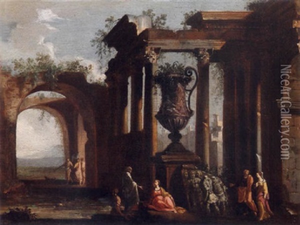 Capricio Architettonico Con Figure Oil Painting - Giovanni Paolo Panini