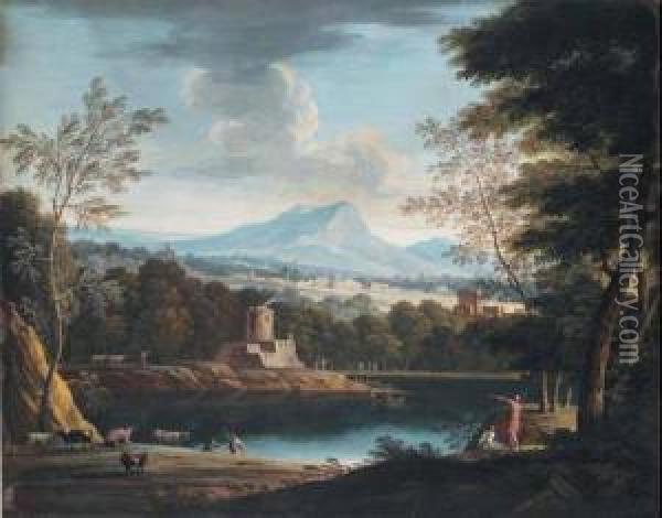 Paesaggio Della Campagna Romana Oil Painting - Jan Frans Van Bloemen (Orizzonte)