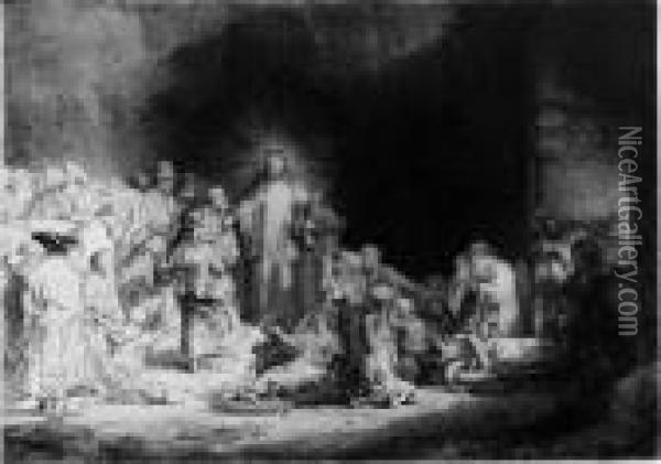 Christ Healing The Sick. 'the Hundred Guilder Print' (b., Holl. 74;h. 236) Oil Painting - Rembrandt Van Rijn