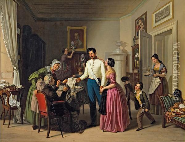 Der Besuch Oil Painting - Johann Manschgo