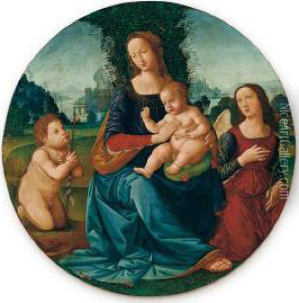 Madonna Col Bambino, San Giovannino E L'arcangelo Gabriele Oil Painting - Tommaso