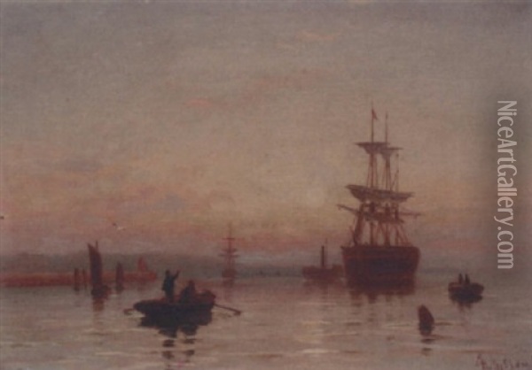 Fisherfolk On The Shore At Low Tide Oil Painting - Duncan (Dunan) Fraser McLea