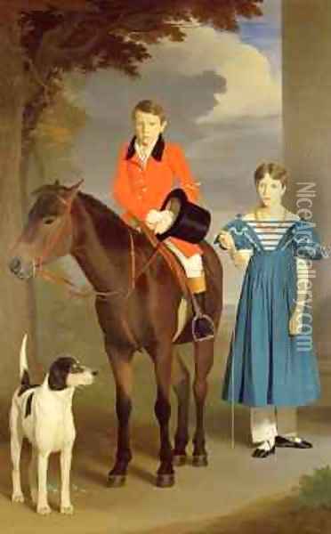John Gubbins Newton and his Sister Mary Oil Painting - Robert Burnard