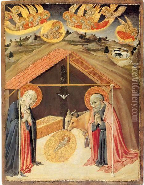 Nativity Oil Painting - Sano Di Pietro