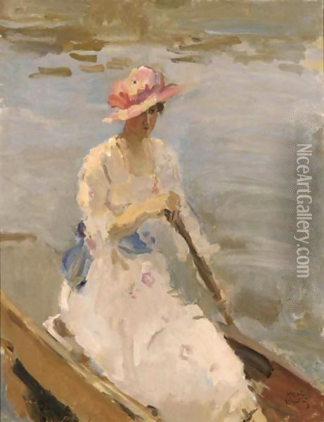 A Lady On A Boat On The River Thames, London Oil Painting - Isaac Israels