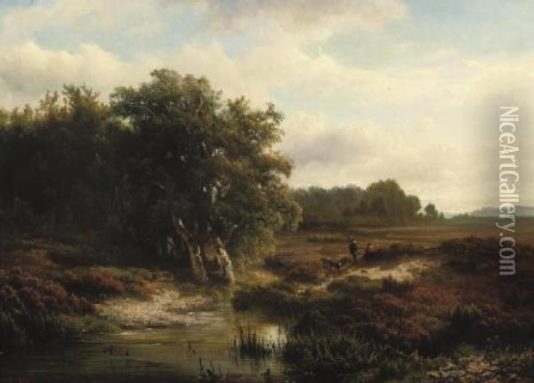 Walking On The Heath Oil Painting - Hendrik D. Kruseman Van Elten