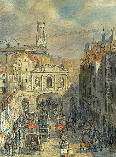 Parisian Street Scene Oil Painting - Samuel Prout