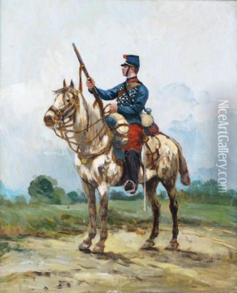 Le Cavalier En Sentinelle Oil Painting - Jean Baptiste Edouard Detaille