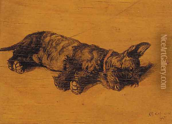 A Scottie asleep Oil Painting - Cecil Charles Aldin